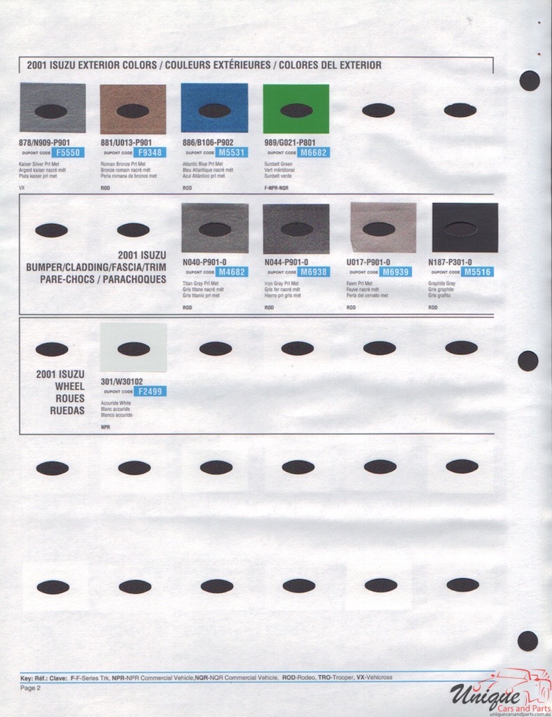 2001 Isuzu Paint Charts DuPont 2